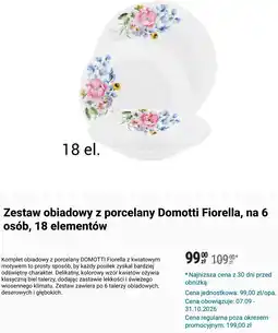 Biedronka Zestaw obiadowy z porcelany Domotti Fiorella, na 6 osób, 18 elementów oferta