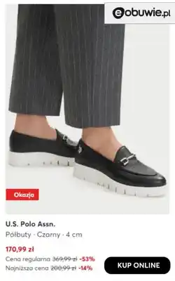 eobuwie Półbuty czarne 4 cm U.S. Polo Assn oferta