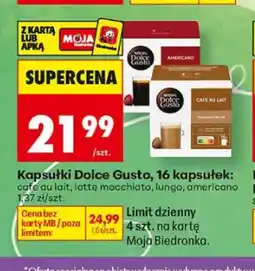 Biedronka Kawa w kapsułkach Nescafé Dolce Gusto Cafe Au Lait 16-pak oferta
