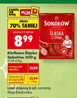 Biedronka Kiełbasa Śląska z szynki Sokołów oferta