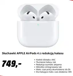 Media Markt Słuchawki Apple AirPods 4 z redukcją hałasu oferta