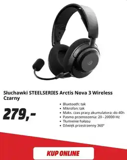 Media Markt Słuchawki SteelSeries Arctis Nova 3 Wireless czarny oferta