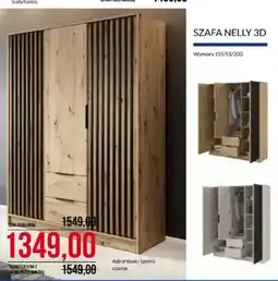 Abra Szafa Nelly 3D dąb artisan lamela czarna oferta