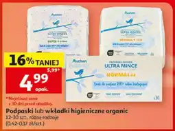 Auchan Podpaski lub wkładki higieniczne organic oferta