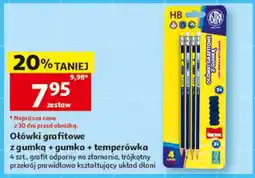 Auchan Ołówki grafitowe z gumką + gumka + temperówka oferta