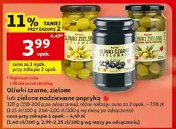 Auchan Oliwki czarne, zielone lub zielone nadziewane papryką oferta