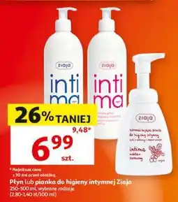 Auchan Płyn lub pianka do higieny intymnej Ziaja oferta