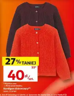 Auchan Kardigan dziewczęcy oferta