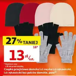 Auchan Czapka przejściowa damska lub męska lub rękawiczki, lub rękawiczki bez palców damskie, para oferta