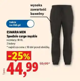 Lidl ESMARA MEN spodnie cargo męskie oferta