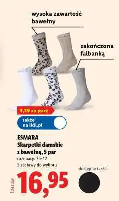 Lidl ESMARA Skarpetki damskie z bawełną, 5 par oferta