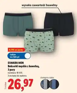 Lidl Esmara men Bokserki męskie z bawełną, 3 pary oferta