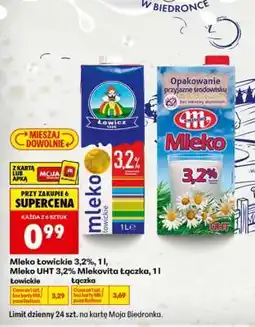 Biedronka Mleko łowickie 3,2%, 1 l oferta