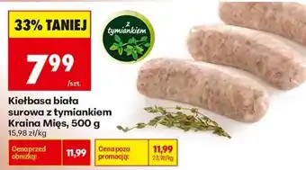 Biedronka Kiełbasa biała surowa z tymiankiem Kraina Mięs, 500 g oferta