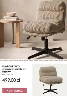 Homla Fotel Cordivo sztruksowy obrotowy beżowy oferta