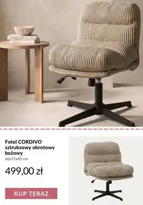 Fotel Cordivo sztruksowy obrotowy beżowy