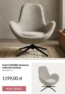 Homla Fotel Lunaire obrotowy welurowy beżowy oferta