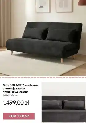 Sofa Solace 2-osobowa z funkcją spania sztruksowa czarna