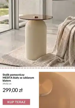 Homla Stolik pomocniczy Mesita biały ze szklanym blatem oferta