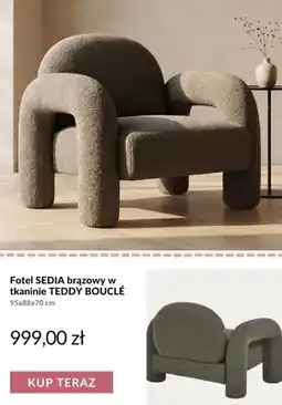 Homla Fotel Sedia brązowy w tkaninie Teddy Bouclé oferta