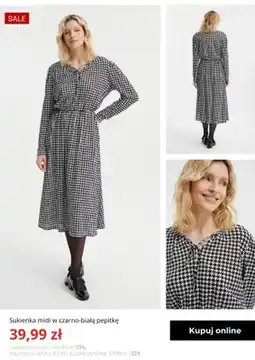Greenpoint Sukienka midi w czarno-białą pepitkę Greenpoint oferta