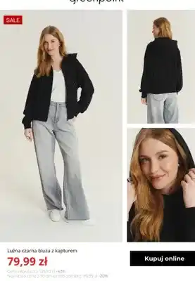 Greenpoint Luźna czarna bluza z kapturem Greenpoint oferta