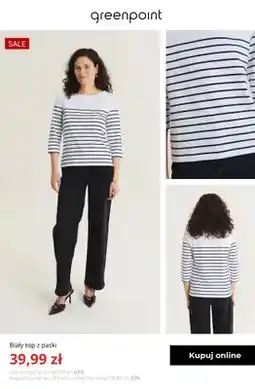 Greenpoint Biały top z paski Greenpoint oferta
