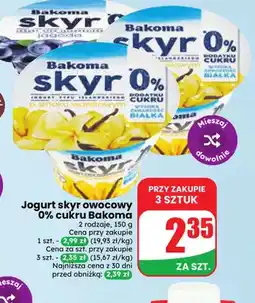 Dino Jogurt skyr owocowy cukru Bakoma 0% oferta