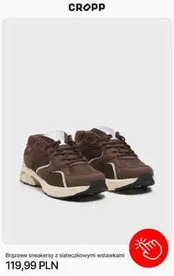 Brązowe sneakersy z siateczkowymi wstawkami Cropp