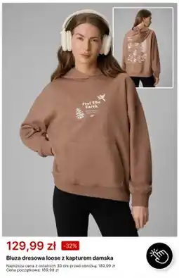 4F Bluza dresowa loose z kapturem damska 4F oferta