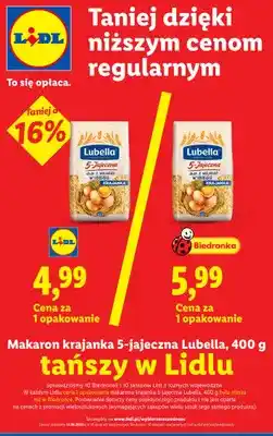 Lidl Makaron krajanka 5-jajeczna Lubella oferta