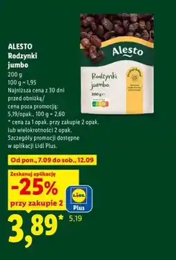Lidl Rodzynki jumbo Alesto oferta