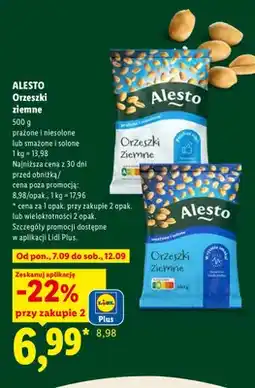 Lidl Orzeszki ziemne prażone i niesolone Alesto oferta