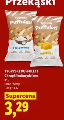 Lidl Chrupki kukurydziane Tygryski Puffuleti z solą morską oferta