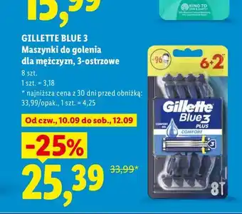 Lidl Maszynki do golenia dla mężczyzn 3-ostrzowe Gillette Blue 3 oferta