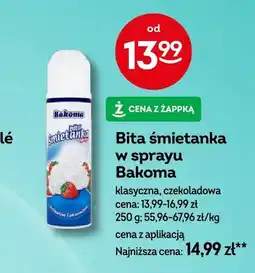 Żabka Bita śmietanka w sprayu klasyczna Bakoma oferta