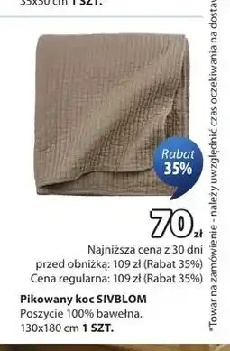 JYSK Pikowany koc Sivblom 130x180 cm oferta