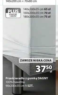 JYSK Prześcieradło z gumką Dagny 90x200x35 cm oferta
