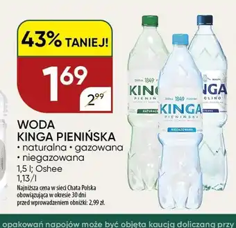 Chata Polska Woda niegazowana Kinga Pienińska naturalna oferta