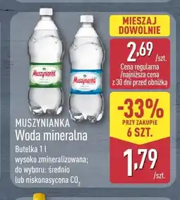 ALDI Woda mineralna gazowana średnionasycona CO2 Muszynianka oferta