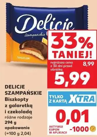 Kaufland Delicje Szampańskie Biszkopty z galaretką i czekoladą oferta