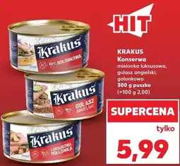 Kaufland KRAKUS Konserwa mielonka luksusowa, gulasz angielski, golonkowa oferta