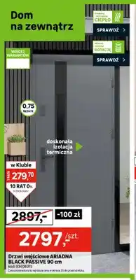 Leroy Merlin Drzwi wejściowe Ariadna Black Passive 90 cm oferta