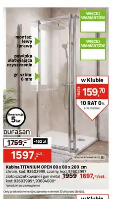 Leroy Merlin Kabina Titanium Open 80x80x200 cm Durasan oferta