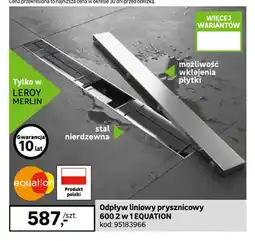 Leroy Merlin Odpływ liniowy prysznicowy 600 2 w 1 Equation oferta