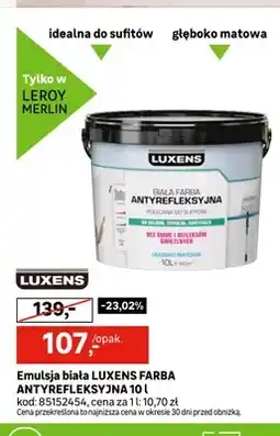 Leroy Merlin Emulsja biała farba antyrefleksyjna Luxens oferta
