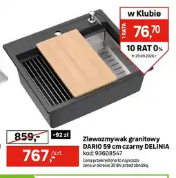 Leroy Merlin Zlewozmywak granitowy Dario 59 cm czarny Delinia oferta