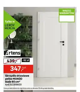 Leroy Merlin Skrzydło drzwiowe pełne Mondo białe 80 cm Artens oferta