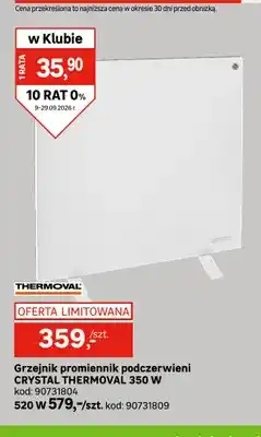 Leroy Merlin Grzejnik promiennik podczerwieni Crystal 350W Thermoval oferta