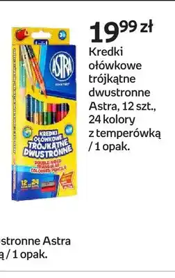 Empik Kredki ołówkowe trójkątne dwustronne 12 szt. 24 kolory z temperówką Astra oferta